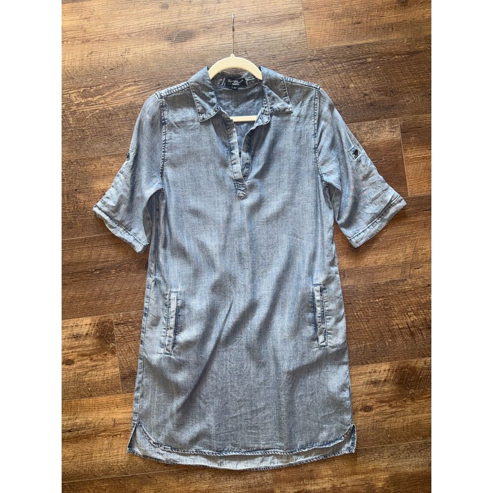 Velvet Heart Denim Shirt Dress 3/4 Sleeves with pockets XS
